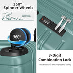 6 Piece Luggage Sets with Bags, Lightweight Expandable Checked Luggage Sets, Hardshell ABS Spinner Wheels Carry on Suitcase with TSA Lock, for Travel, Women Men (Aqua Blue, 18/20/24/28inch+2bags)