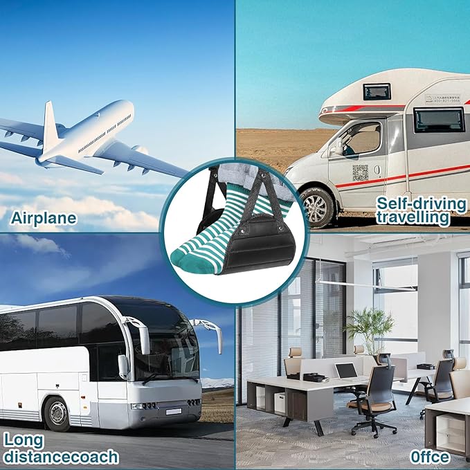 Airplane Foot Rest,Footrest for Airplane Travel,Adjustable Memory Foam Foot Sling for Air Travel,Portable Feet Hammock for Plane Travel,Office Leg Rest for Adults, Travel Essentials for Long Flight