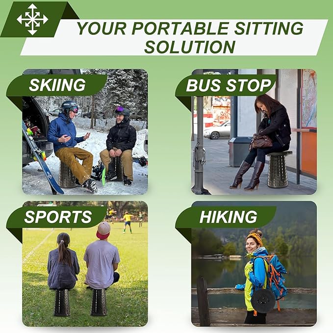 ALEVMOOM Upgraded H 19.7" Collapsilbe Stool with 1.38" Thick Cushion,1000 lbs Capacity Wider & Taller Heavy Duty, Portable and Foldable Adjustable Telescoping Stool for Camping Hiking BBQ