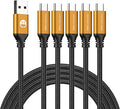 SMALLElectric Short USB Type-C Cable 5pack 12inch Fast Charging 3A Rapid Charger Quick Cord, Braided Type C to A Cable for Galaxy S10 20 9 8 Plus a10e,Note 10 9 8,LG V50 V40 G8 G7(1foot, Gold)