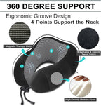 urnexttour Travel Pillow and Blanket Set Neck Pillows Travel Essentials with Sleep Mask for Airplane Car Memory Foam Black