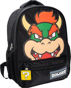 AI ACCESSORY INNOVATIONS Super Mario Bowser Backpack for Boys & Girls, 16 Inch Nylon Twill Big Face Schoolbag, Black