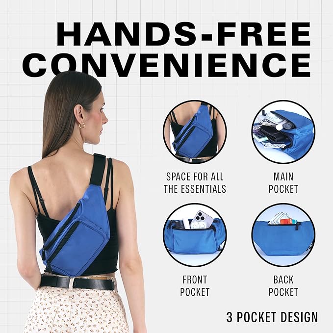 Blue Fanny Pack Belt Bag I Mens Fanny Packs for Women Fashionable - Crossbody Bag Bum bag Waist Bag Waist Pack - Hands Free for Hiking, Running, Travel, Waterproof and more
