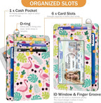 Yonlevres Flamingo Credit Card Holder Slim Wallet Women, Tropical Leaf RFID Blocking Small Wallet Woman, Front Pocket Travel Cute Thin ID Window PU Leather Mini Organizer Case Purse Gift Girls Ladies