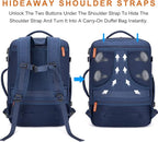 Lumesner Carry on Travel Backpacks, Extra Large 40L Flight Approved Bag for Men & Women,Expandable Suitcase Backpack With 4 Packing Cubes,Water Resistant Luggage Daypack Business Weekender Bag, Blue
