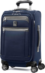 Travelpro Platinum Elite Softside Expandable Luggage, 8 Wheel Spinner Suitcase, TSA Lock, Men and Women, Dark Blue, 2-Piece Set (21/25)