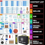 Emergency First Aid Kit 410 PCS – Hard Shell Dual-Color Survival Kit with Glow Interior for Home, Car, Camping & Outdoors