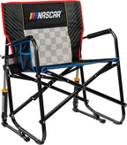 GCI Outdoor NASCAR Freestyle XL Rocker Camping & Sideline Sports Chair | Portable Folding Rocking Chair with Durable Armrests & Drink Holder | Great for Big and Tall, Black