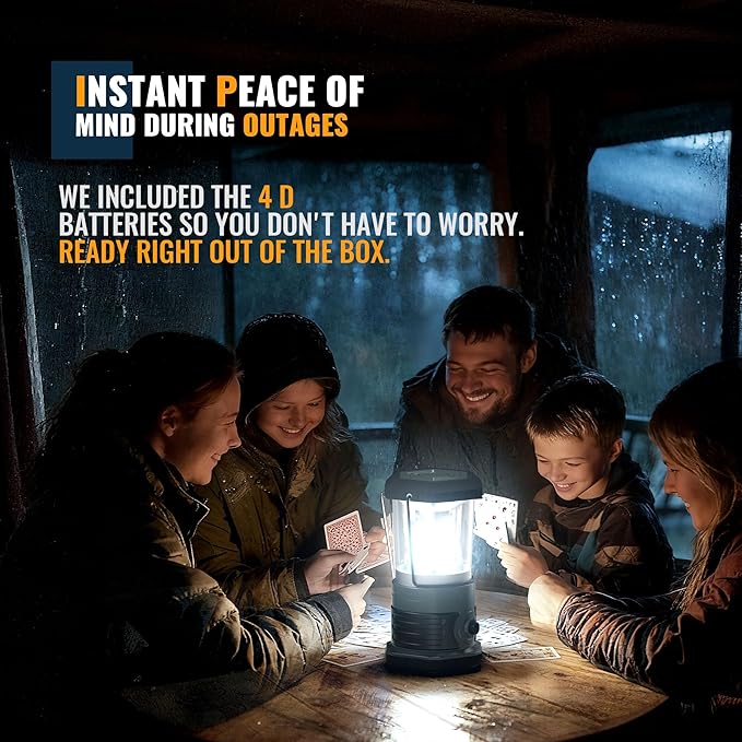 innofox LED Camping Lantern, 1500 LM Lanterns for Power Outages with 4 D Batteries Included, Battery Powered Lantern Flashlight with 4 Light Modes, Weatherproof Tent Light for Storms and Hurricanes
