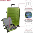 SwissGear 7366 Signature Hardside Expandable Luggage with Spinner Wheels, TSA Lock, Cup-Holder, Green, 2-Piece Set (19/27)