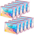 BESARME 10 Pcs Holographic Makeup Bags, Clear PVC Travel Toiletry Bag Iridescent Pouch Portable Zippered Waterproof Cosmetic Bag SPA Bathroom Vacation Party Favors Bachelorette Gifts Mothers Day Gifts