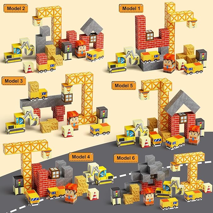 49PCS Mini Magnetic Building Blocks for Kids Ages 3-8 | STEM Educational Travel Toys with Portable Iron Storage Box | Construction Learning Gift for Toddlers, Boys & Girls