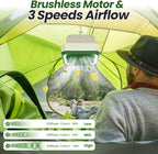 20000mAh Portable Fan Rechargeable with Solar Panel 2-in-1, 3 Speeds Cordless Battery Powered Fan with Led Lantern,Timer, Quiet USB-C Table Fan for Travel Tent Hurricane Office Home Bedroom (Beige)