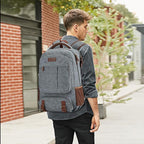 Tzowla Canvas Laptop Backpack, Bag for Men Women,Travel Work Rucksack Fits 15.6 Inch Laptop, Large Capacity Bookbag(Light Grey)