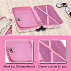 FUL Hello Kitty 19 Inch Carry On Luggage, Kids Ride On Suitcase with Spinner Wheels, Hardshell Rolling Travel Trolley, Pink
