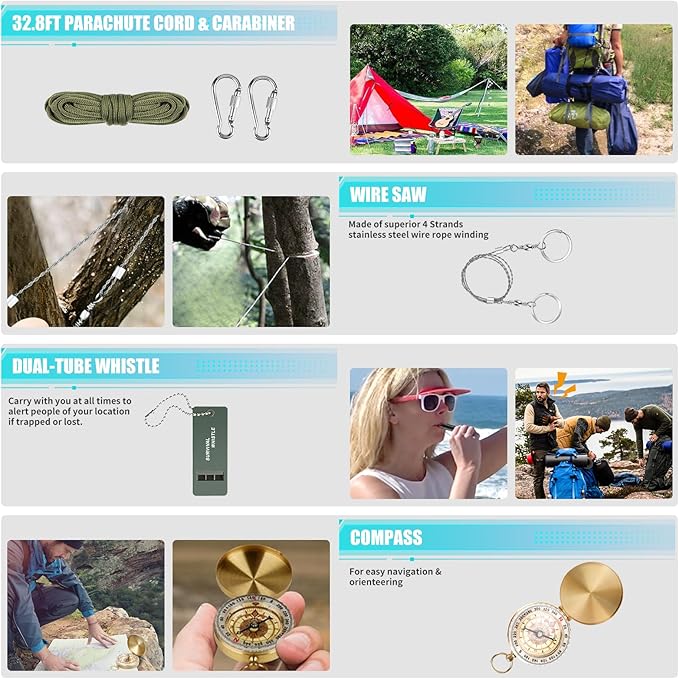 Survival Kit and First Aid Kit, 236PCS Survival Gear Camping Essentials Emergency Medical Supplies with Tactical MOLLE Pouch for Outdoor Adventure, Camping, Hiking, Hunting, Cool Idea