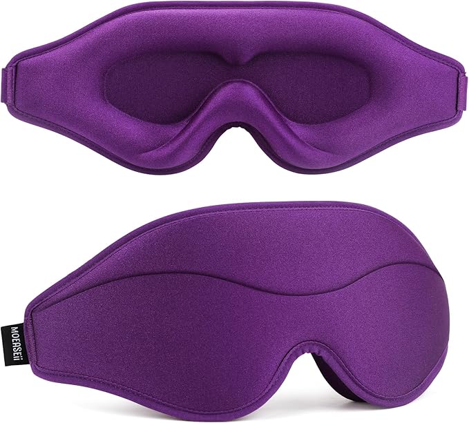 Sleep Mask - Total Blackout 3D Sleeping Mask, Super Lightweight & Silky Soft Eye Mask for Sleeping, Fully Adjustable Fit for Home, Traveling, Meditation, Yoga, Purple, Mothers Day Gifts