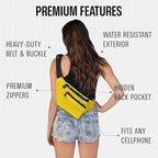 Yellow Fanny Pack Belt Bag I Mens Fanny Packs for Women Fashionable - Crossbody Bag Bum bag Waist Bag Waist Pack - Hands Free for Hiking, Running, Travel, Waterproof and more