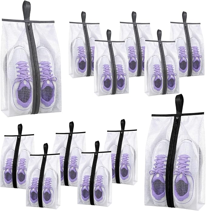 12 Pcs Shoe Bags for Travel, Waterproof Travel Shoe Bag with Zipper & Handle Portable Shoe Storage Bag Portable Boots Organizer for Men Women