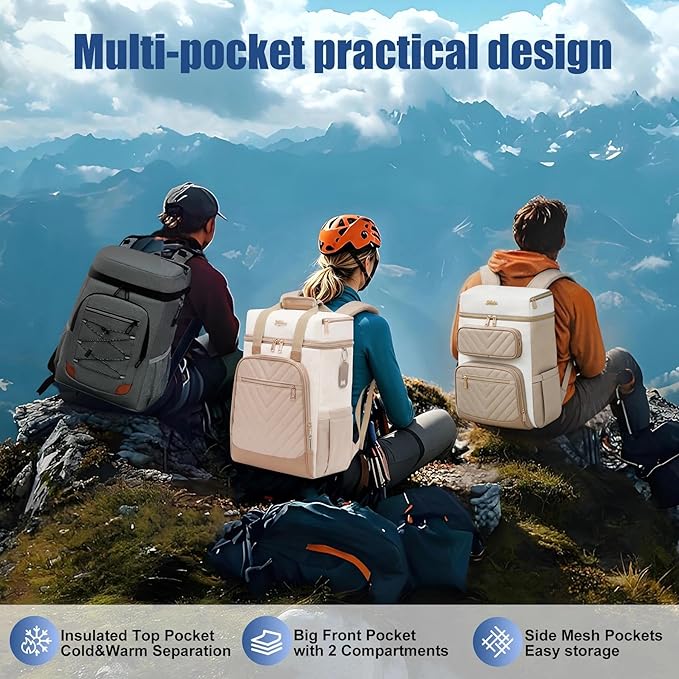 Backpack Cooler Insulated Leak Proof, Lightweight Soft Sided Cooler Backpack for Men Women, Waterproof Beach Cooler Bag Lunch Backpack for Camping Hiking Picnic Fishing Travel Outdoor