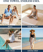 LANE LINEN Beach Towel 4 Pack, Oversized Beach Towels for Adults, Lightweight Travel Beach Towels, Pre-Washed for Soft Hand Feel, Quick Dry Beach Towels, 39"x71" - Beige