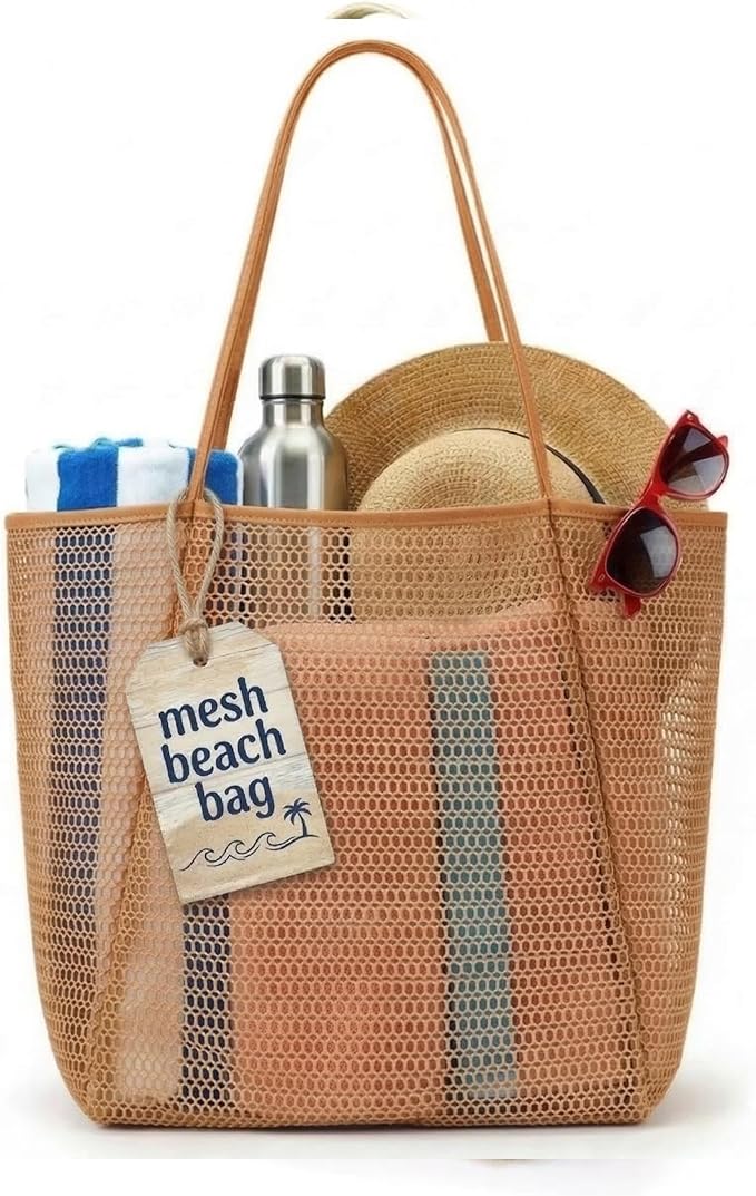 Beach Tote Bag for Women – Waterproof Mesh Tote Bag, Large Capacity Sandproof Beach Bags for Travel