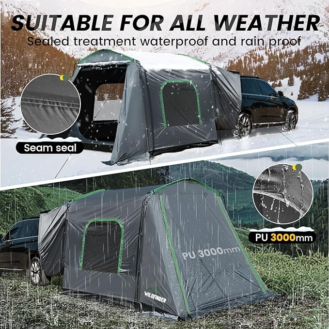 WildFinder SUV Tent, Rectangle Car Tent for Family, Waterproof & Windproof for Car Camping, Large Camping Tents with Storage Bag, SUV, Van, Jeep