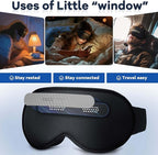See-Through Sleep Mask with Removable Blackout Strip, Peek-a-Boo Window, 3D No-Pressure Eye Cups, Lash-Friendly, Adjustable Strap (Black)