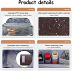 BOYATU Travel Makeup Bag Organizer Cosmetic Bag: 3 Pcs Set Make up Bags for Women with Handle - Waterproof Vegan Leather Toiletry Bags Travel Essentials Pouch with Compartments (A-03-Brown)