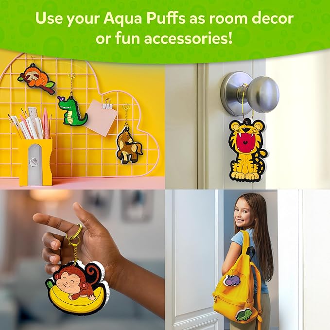 Skillmatics Aqua Puffs - 3D Art Kit, Animals, Mess-Free Paint by Number Craft for Kids, DIY Color Activity, Screen-Free Entertainment, Travel & Creative Gift for Girls & Boys Ages 4, 5, 6, 7, 8, 9, 10