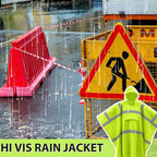 Coume High Visibility Rain Poncho with Large Pocket 50×80 Inch Reflective Rain Coat Safety Jacket Unisex for Outdoor Worker