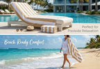 Premium Velour Cabana Beach Towel 2 Pack, 30” x 60” Soft Plush Cotton Pool Towel, Absorbent Quick Dry Towel for Beach and Pool (White Beige)