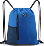 BeeGreen Royalblue Draw Strap Backpack For Men With Water Bottle Pocket &Front Zippered Pocket Large String Bags For Traveling Yoga Beach Outdoor Gym