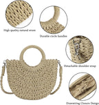 Womens Straw Beach Bag Woven Crossbody Shoulder Bags Top Handle Satchel Handbag Purse for Summer
