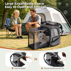 Lekereise Pet Carrier Backpack Expandable Cat Backpack for Medium Dogs and Large Cats 20-25 Lbs,14“L * 12.5" W * 16.14" H, Grey