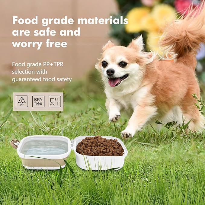 Collapsible Dog Bowls, Travel Food and Water Double Bowl for Cats & Dogs, 2-in-1 Portable BPA-Free Feeding Solution, Perfect for Traveling, Camping & Walking (S/ 60oz)