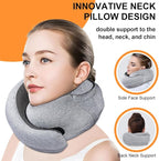 Travel Pillow - Hooded Neck Pillow Airplane Memory Foam Filling for Plane, Cars Sleeping, Road Trip, Long Flights, Airplane Travel Essentials, Includes Eye Mask & Earplugs (Light Gray)