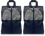 Shoe Bags For Travel, Used As For Storage or Shoe Travel Bag, Space Saving When Travelling With This Travel Shoe Bags For Packing, Featuring Waterproof Nylon Sneaker Bag. (Navy, 2 Pack, Medium)