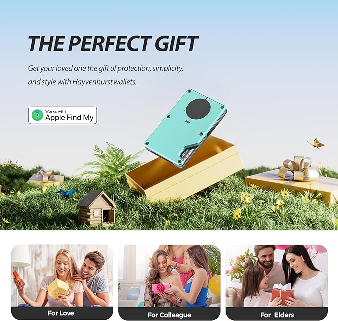 Air Wallet, Built-in Tracker Slim Wallet, Smart Wallet with Money Clip, Compatible with FindMy Network(iOS Only), Anti-Theft Card Holder, *Gift for Men (Tracker Wallet, Tiffany blue)