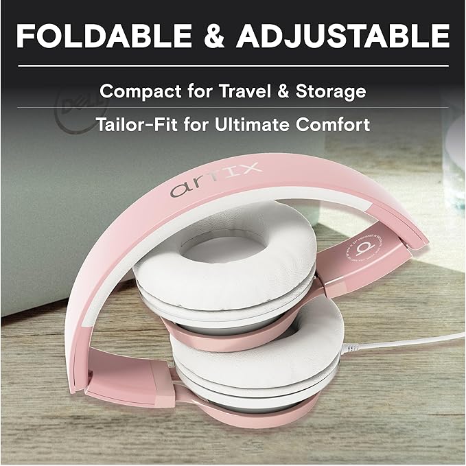 ARTIX CL750 Wired Headphones with Mic — Noise Isolating On-Ear Headphones for Computer and Laptop Wired, Plug in Corded Headphone with Wire (Foldable, Aux Jack 3.5mm)