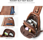 LATMAP Sling Bag For Women Faux Leather Small Casual Daypack Backpack Fanny Pack Crossbody Chest Bags Purse