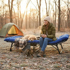 ABORON Camping Cot for Adult 28" Extra Wide, Heavy-Duty 1200D Oxford Cot for Sleeping, Portable Folding Camp Bed with Mat & Carry Bag