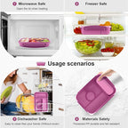 Amathley Bento Box Adult Lunch Box Kids,Lunch Containers for Adults/Kids/Toddler,5 Compartments Bento Lunch Box with Sauce Vontainers,Microwave & Dishwasher & Freezer Safe,BPA-Free (Purple)