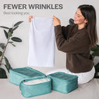 Aerotrunk Compression Packing Cubes for Travel - Luggage Organizer Bags - Double Zipper Packing Cubes for Suitcases (6-Pack, Teal)