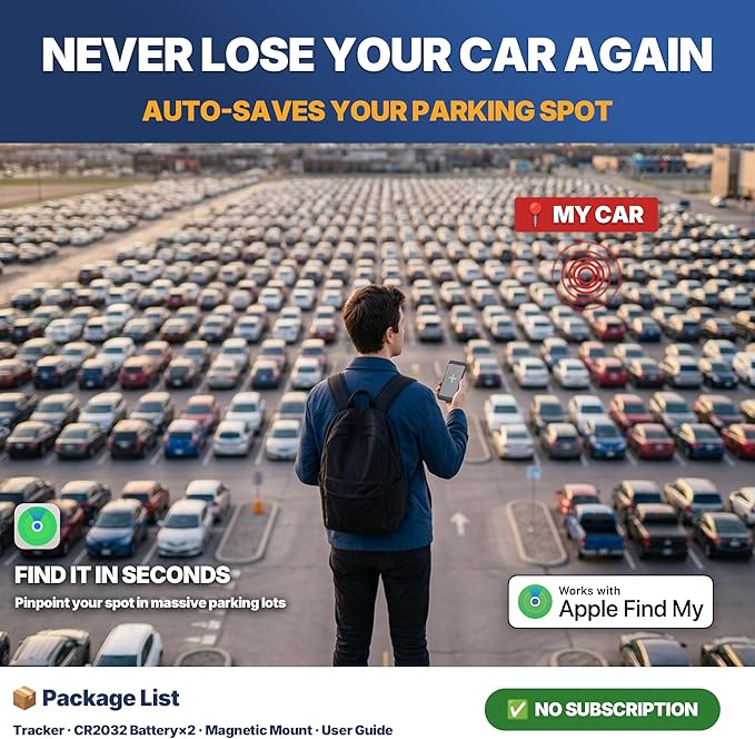 GPS Tracker for Vehicles - Magnetic Mini Car GPS Tracker, No Subscription, Works with Apple Find My, Anti-Theft Real-Time Vehicle Tracker, IP67, 365 Day Battery (iOS Only)