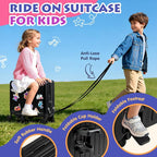 smilesun Kids Ride-On Luggage, 20" Hardshell Carry-On Suitcase with 6 Spinner Wheels, Foldable Pedal, Hidden Cup Holder & Combination Lock for Toddlers & Children (Black, 20-inch)