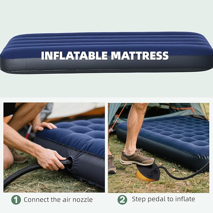 Outsunny Camping Tent Cot, Folding Tent Cot Combo with Mattress, Pillow, Sleeping Bag, Roller Carrying Bag, Off Ground Travel Camp Cot for Hiking, Backpacking