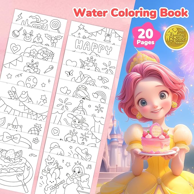 JoyCat Paint with Water Coloring Books for Toddlers, Watercolor Painting Sets for Kids Ages 3-5 4-8, Arts and Crafts Drawing Activities Toy Birthday Gifts for Boys Girls (Party)