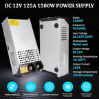 New Version 110V to 12V DC Converter 125A 1500W Power Supply, AC to DC Converter, 120V to 12V 125A Power Supply 1500W for RV, Pump, LED Strip, LCD Monitor