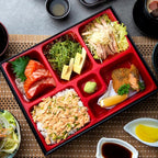 Teenyyou 2 Pcs 10.6 x 8.3 x 2.2 Inch Japanese Bento Box 6 Compartments Divided Lunch Box with Greaseproof Adult Japanese Bento Lunch Container Sushi Home Restaurant